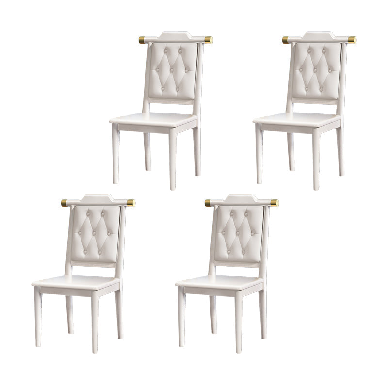 Wood Tufted Dining Chair Modern Style Open Back Armless Chair