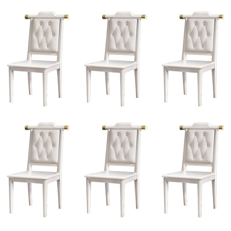 Wood Tufted Dining Chair Modern Style Open Back Armless Chair