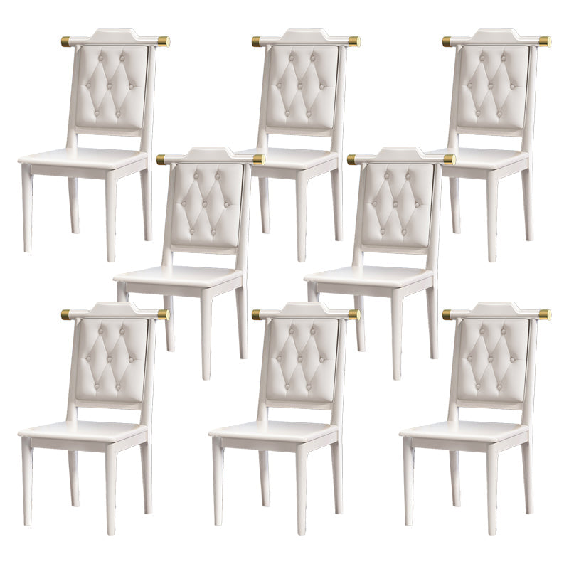Wood Tufted Dining Chair Modern Style Open Back Armless Chair