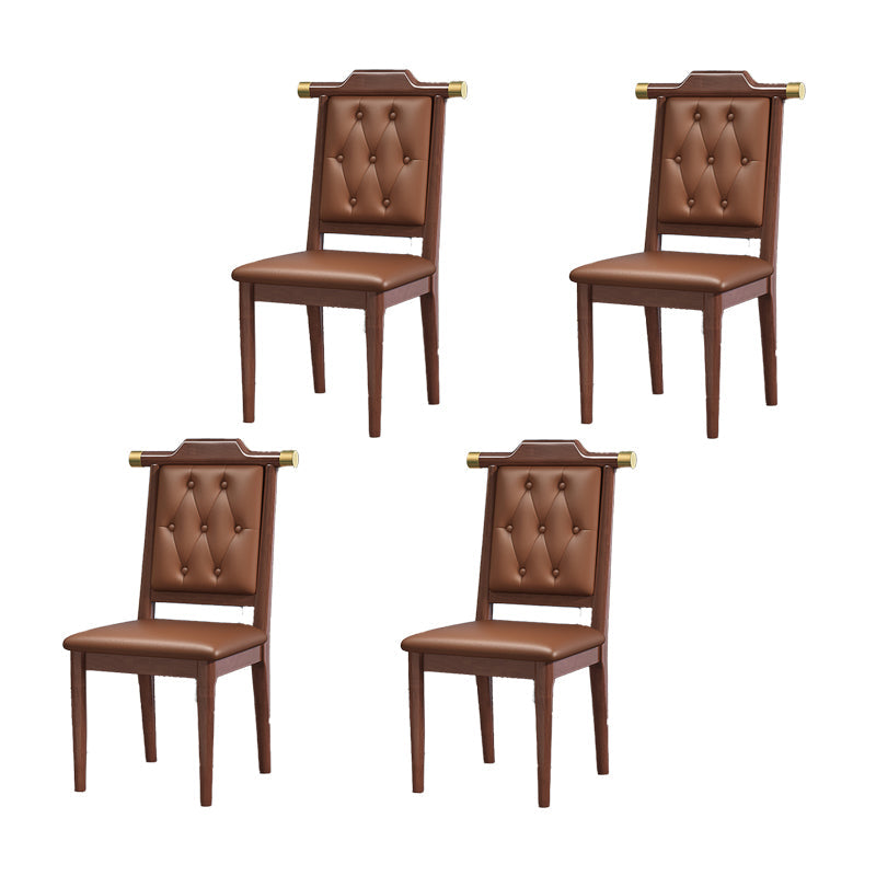 Wood Tufted Dining Chair Modern Style Open Back Armless Chair