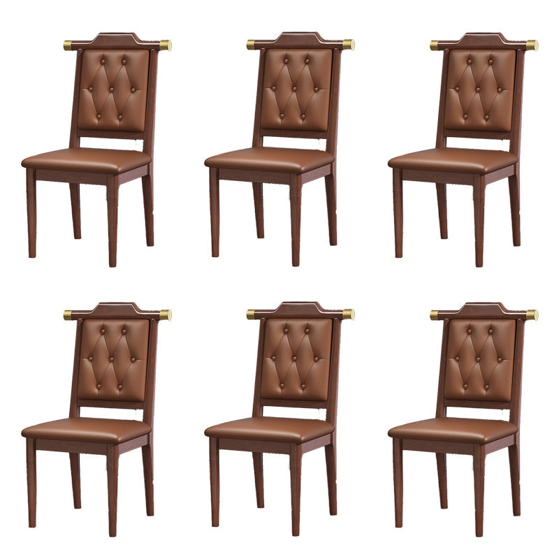 Wood Tufted Dining Chair Modern Style Open Back Armless Chair