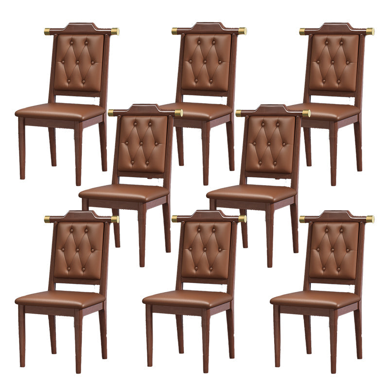 Wood Tufted Dining Chair Modern Style Open Back Armless Chair