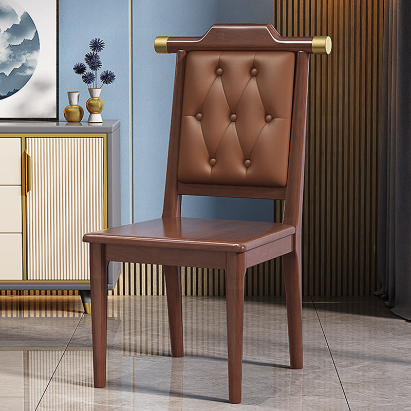 Wood Tufted Dining Chair Modern Style Open Back Armless Chair