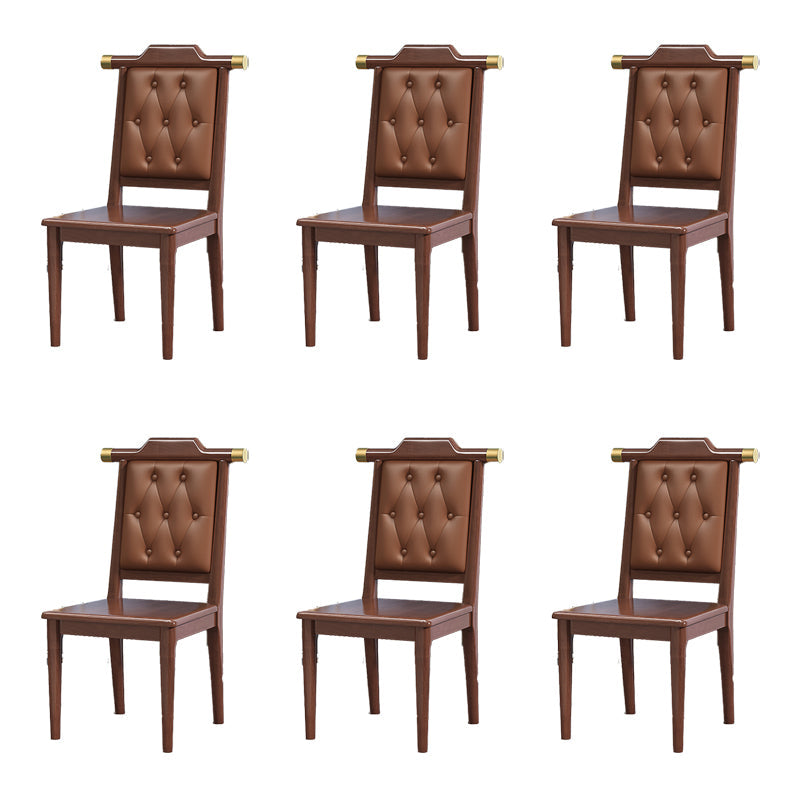 Wood Tufted Dining Chair Modern Style Open Back Armless Chair