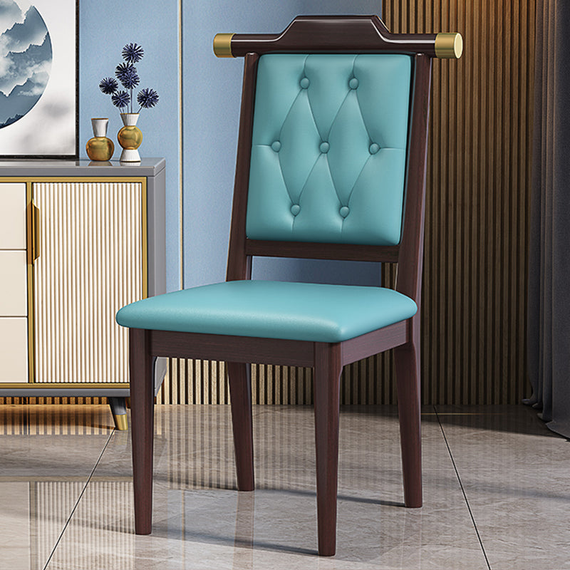 Wood Tufted Dining Chair Modern Style Open Back Armless Chair