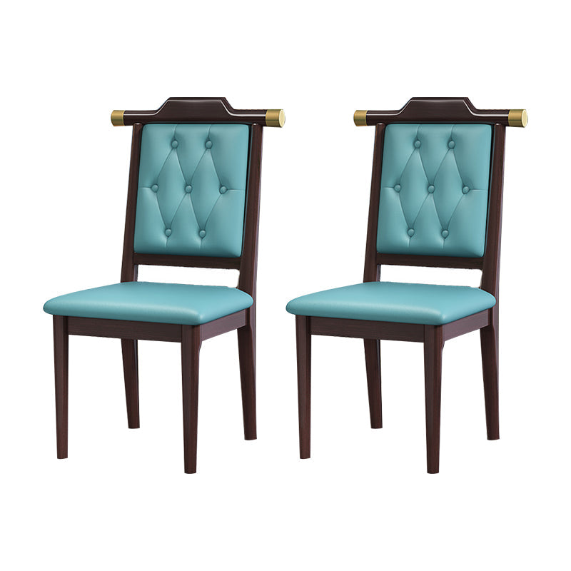 Wood Tufted Dining Chair Modern Style Open Back Armless Chair