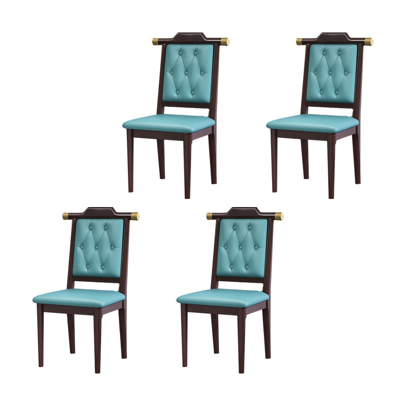 Wood Tufted Dining Chair Modern Style Open Back Armless Chair