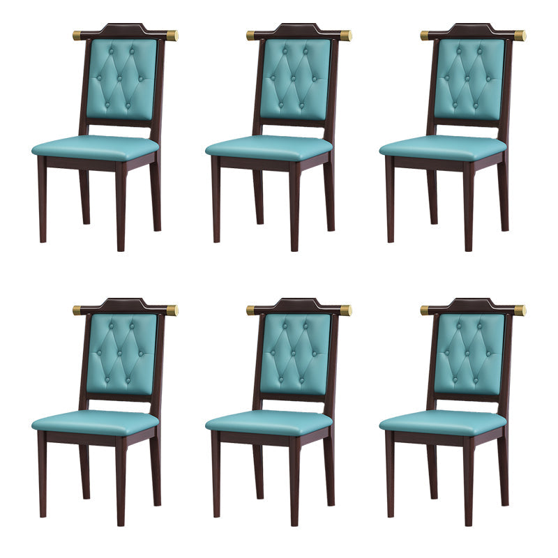 Wood Tufted Dining Chair Modern Style Open Back Armless Chair