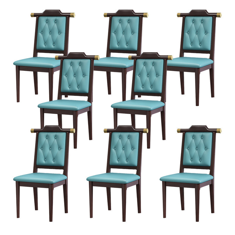 Wood Tufted Dining Chair Modern Style Open Back Armless Chair