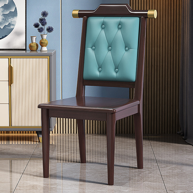 Wood Tufted Dining Chair Modern Style Open Back Armless Chair