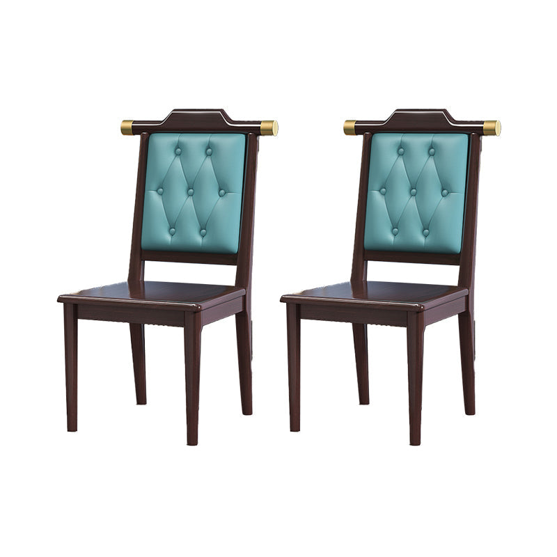 Wood Tufted Dining Chair Modern Style Open Back Armless Chair