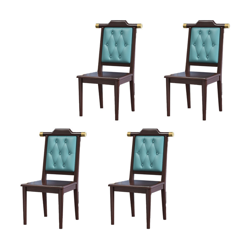 Wood Tufted Dining Chair Modern Style Open Back Armless Chair