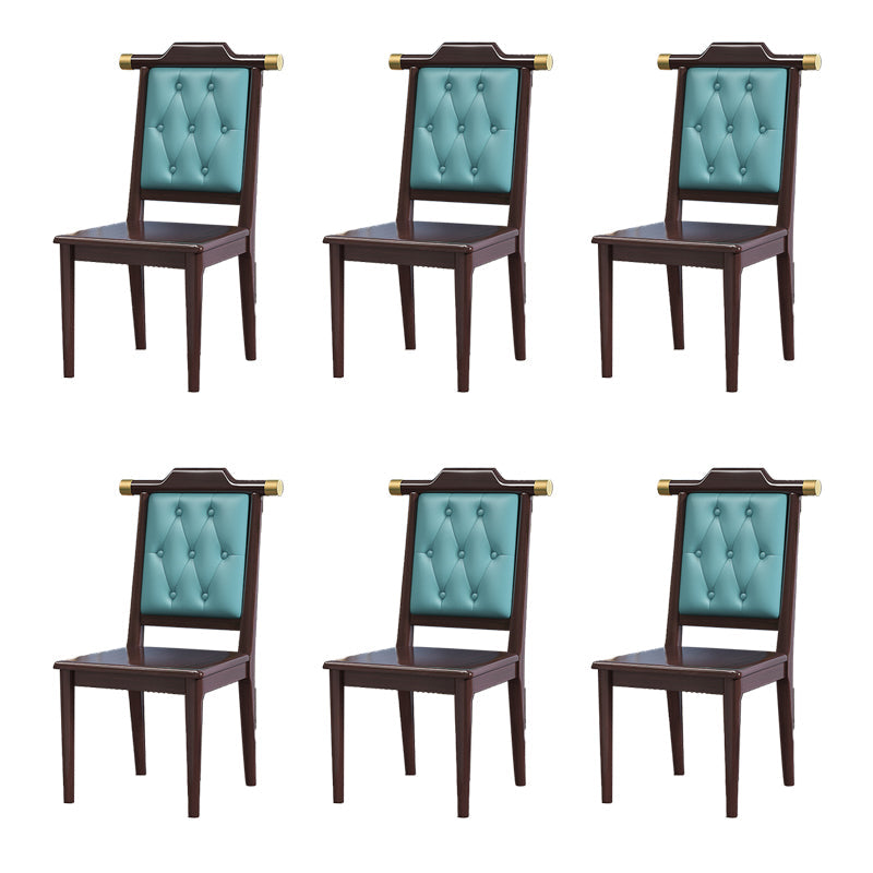 Wood Tufted Dining Chair Modern Style Open Back Armless Chair
