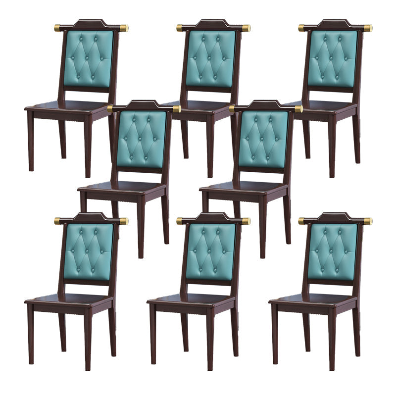Wood Tufted Dining Chair Modern Style Open Back Armless Chair