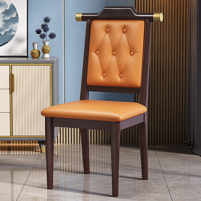 Wood Tufted Dining Chair Modern Style Open Back Armless Chair