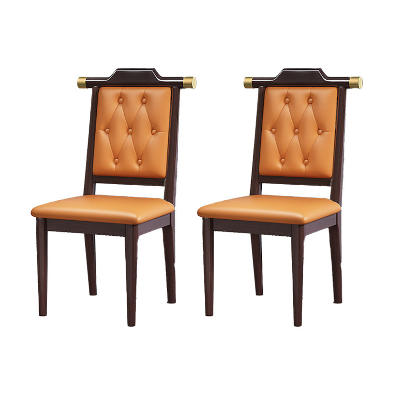 Wood Tufted Dining Chair Modern Style Open Back Armless Chair