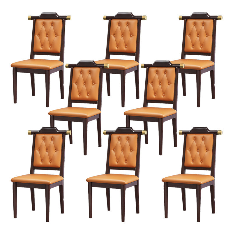 Wood Tufted Dining Chair Modern Style Open Back Armless Chair