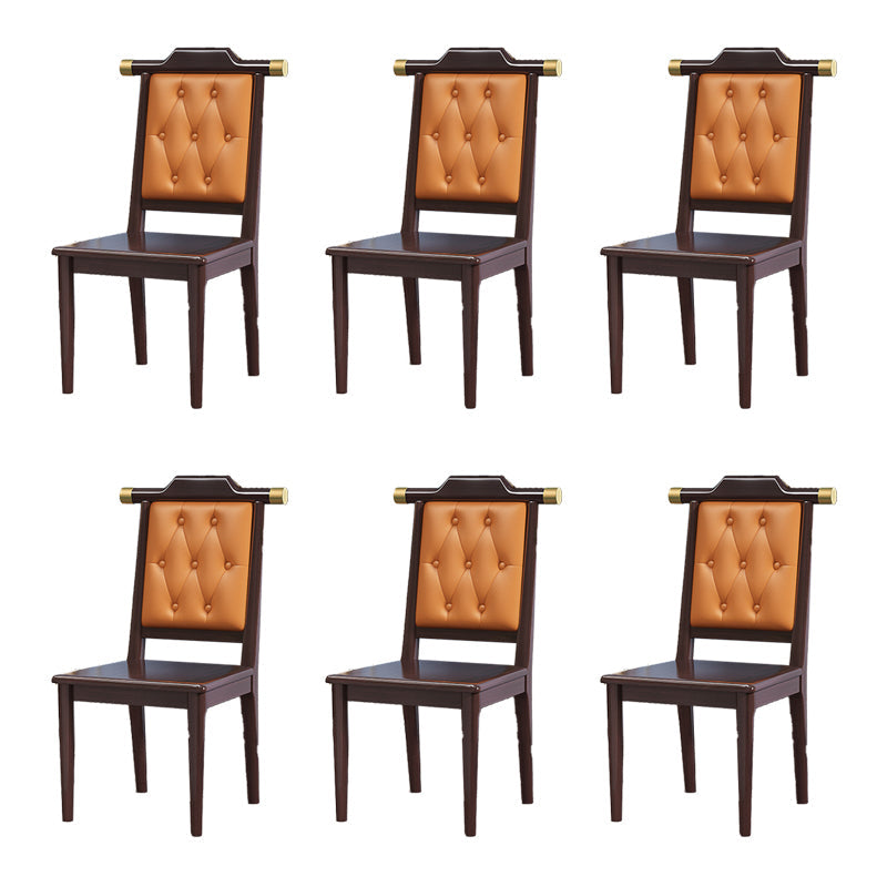 Wood Tufted Dining Chair Modern Style Open Back Armless Chair