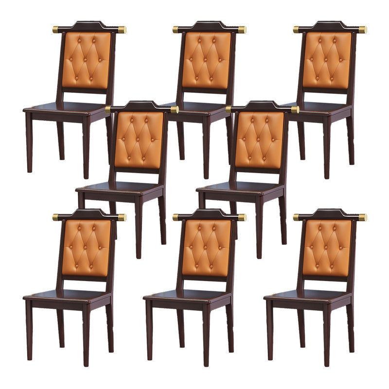 Wood Tufted Dining Chair Modern Style Open Back Armless Chair