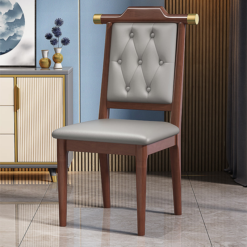 Wood Tufted Dining Chair Modern Style Open Back Armless Chair