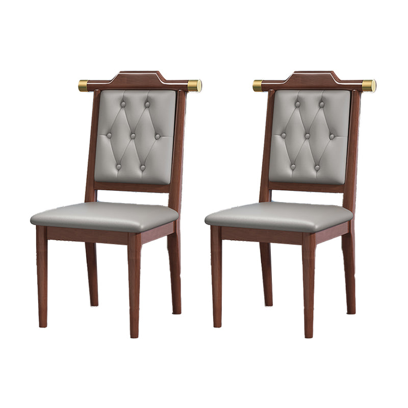 Wood Tufted Dining Chair Modern Style Open Back Armless Chair