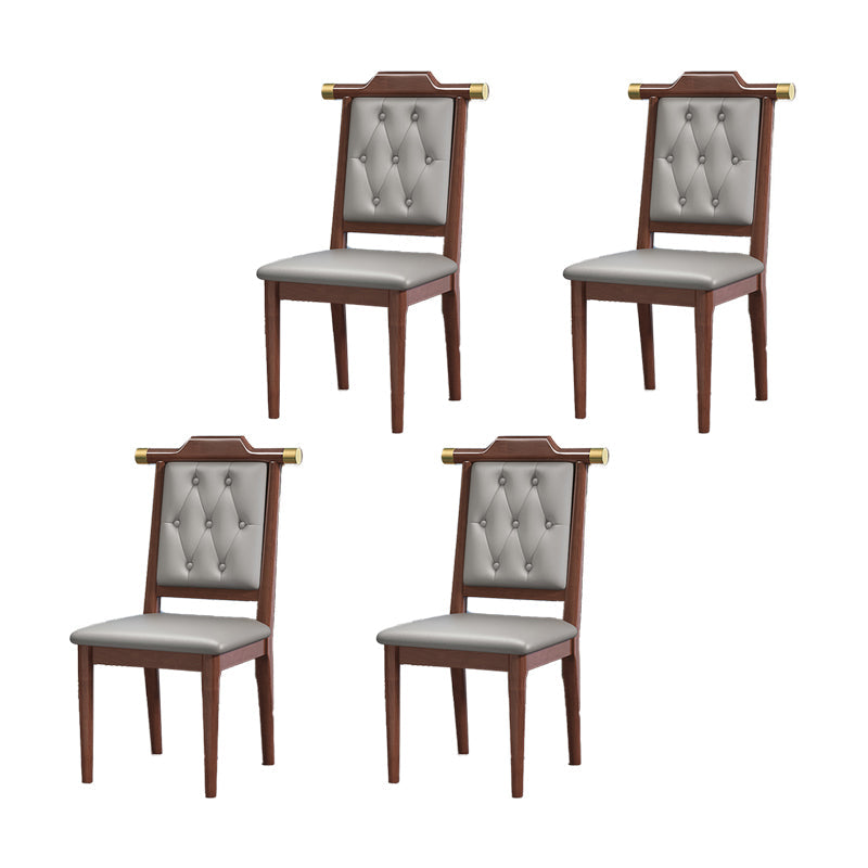 Wood Tufted Dining Chair Modern Style Open Back Armless Chair