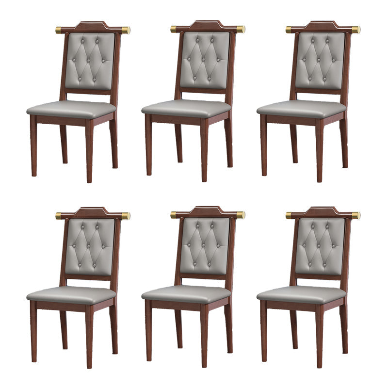 Wood Tufted Dining Chair Modern Style Open Back Armless Chair