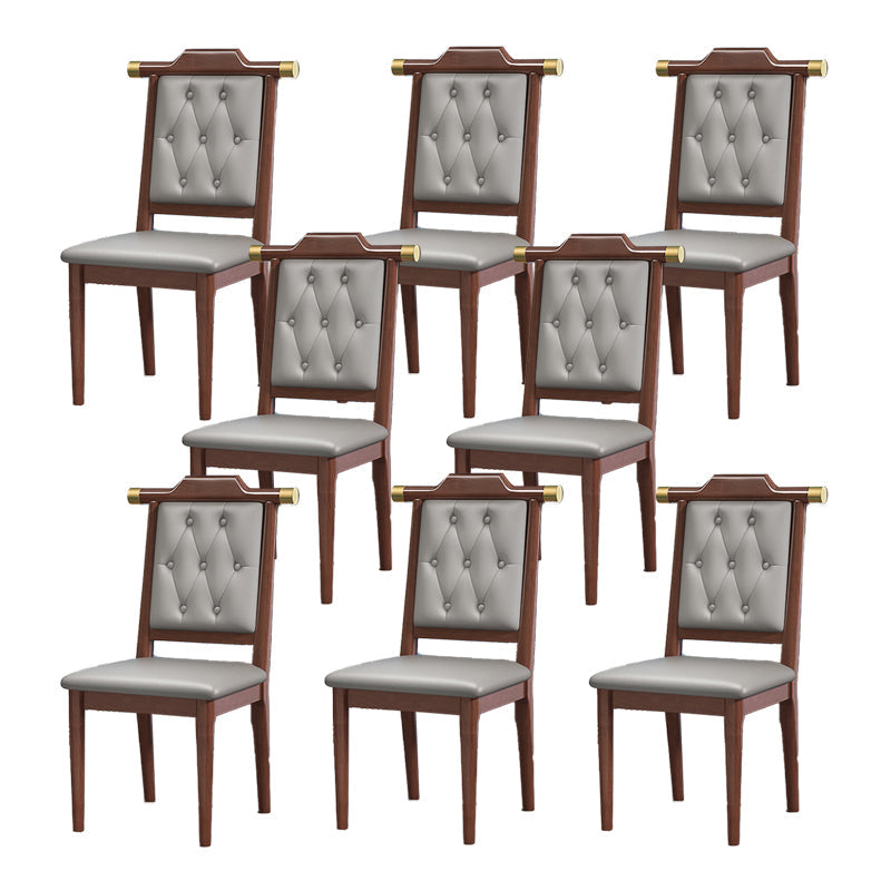 Wood Tufted Dining Chair Modern Style Open Back Armless Chair