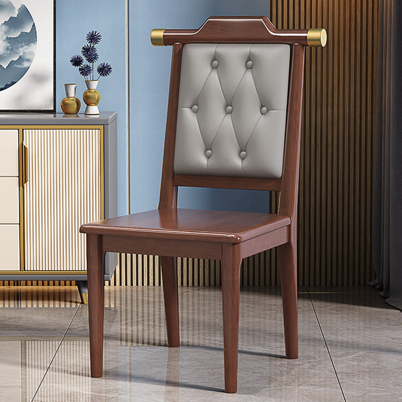 Wood Tufted Dining Chair Modern Style Open Back Armless Chair