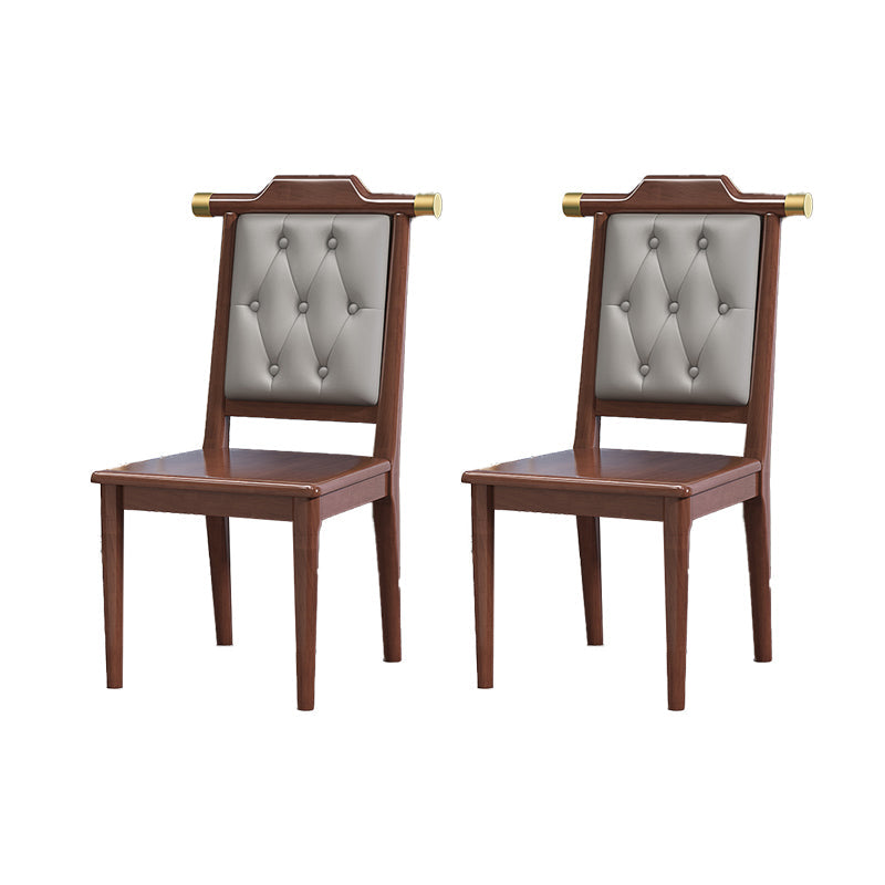 Wood Tufted Dining Chair Modern Style Open Back Armless Chair