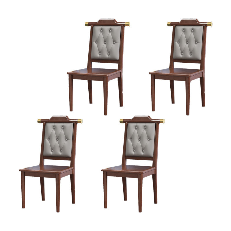 Wood Tufted Dining Chair Modern Style Open Back Armless Chair