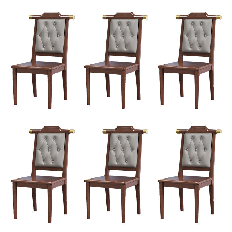 Wood Tufted Dining Chair Modern Style Open Back Armless Chair
