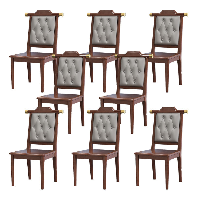 Wood Tufted Dining Chair Modern Style Open Back Armless Chair