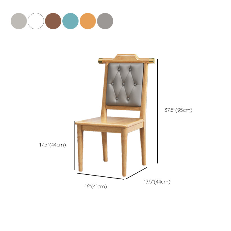 Wood Tufted Dining Chair Modern Style Open Back Armless Chair