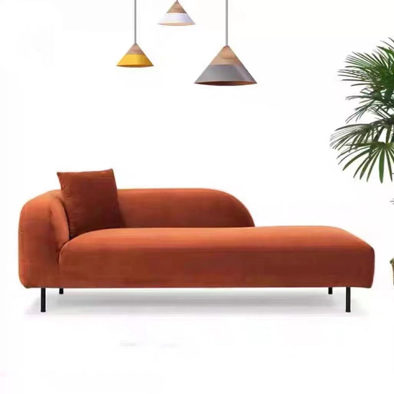 Living Room Chaise Square Arms Modern Chaise Lounge with Linen Upholster