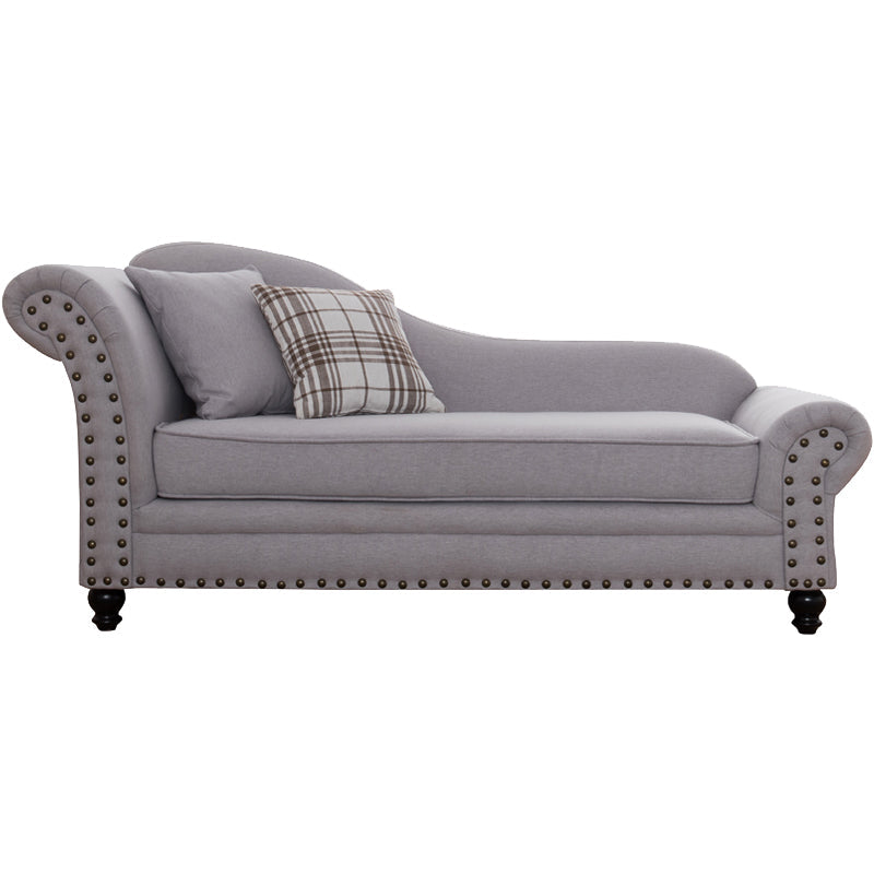 Contemporary Fabric One Armed Chaise  Rolled Arms Accent Chair with Pillows