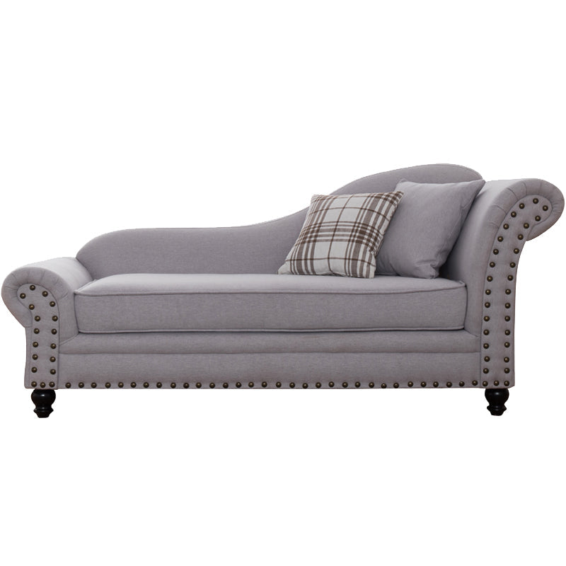 Contemporary Fabric One Armed Chaise  Rolled Arms Accent Chair with Pillows