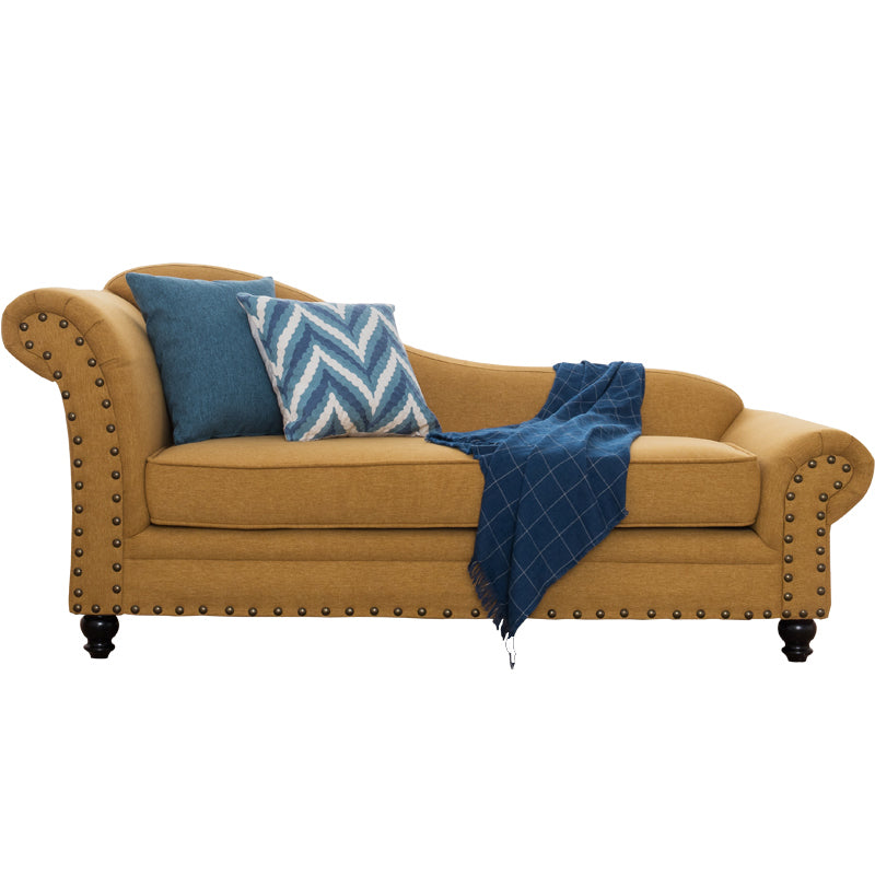 Contemporary Fabric One Armed Chaise  Rolled Arms Accent Chair with Pillows