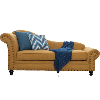 Contemporary Fabric One Armed Chaise  Rolled Arms Accent Chair with Pillows