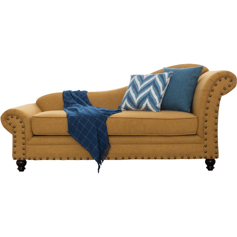 Contemporary Fabric One Armed Chaise  Rolled Arms Accent Chair with Pillows