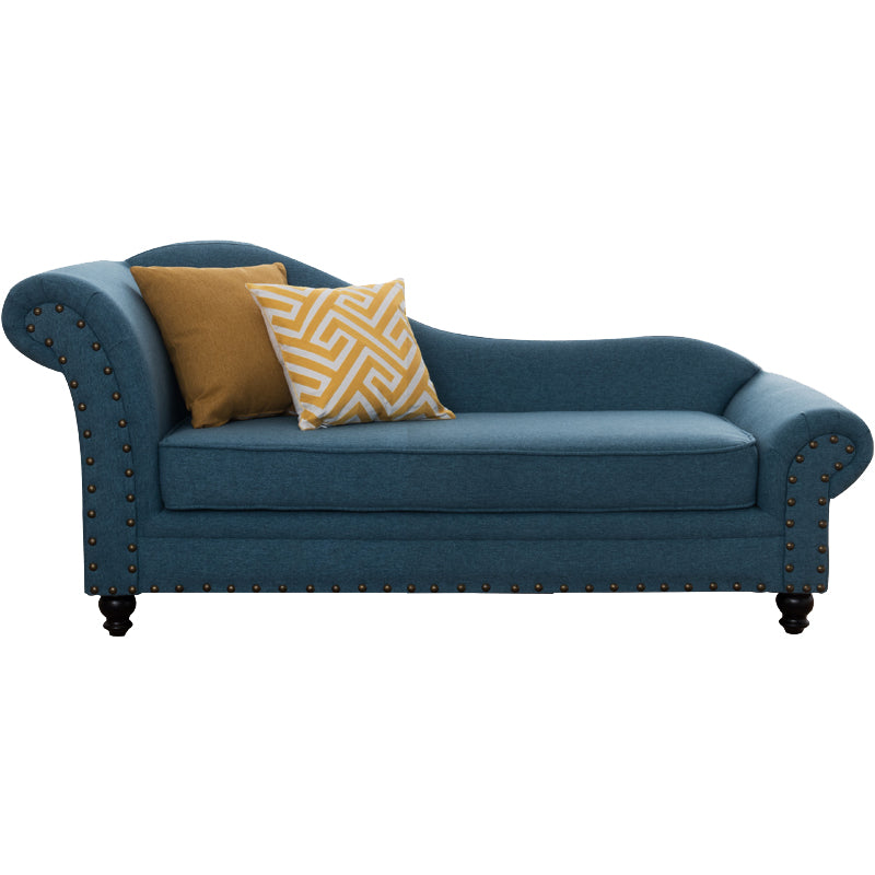 Contemporary Fabric One Armed Chaise  Rolled Arms Accent Chair with Pillows