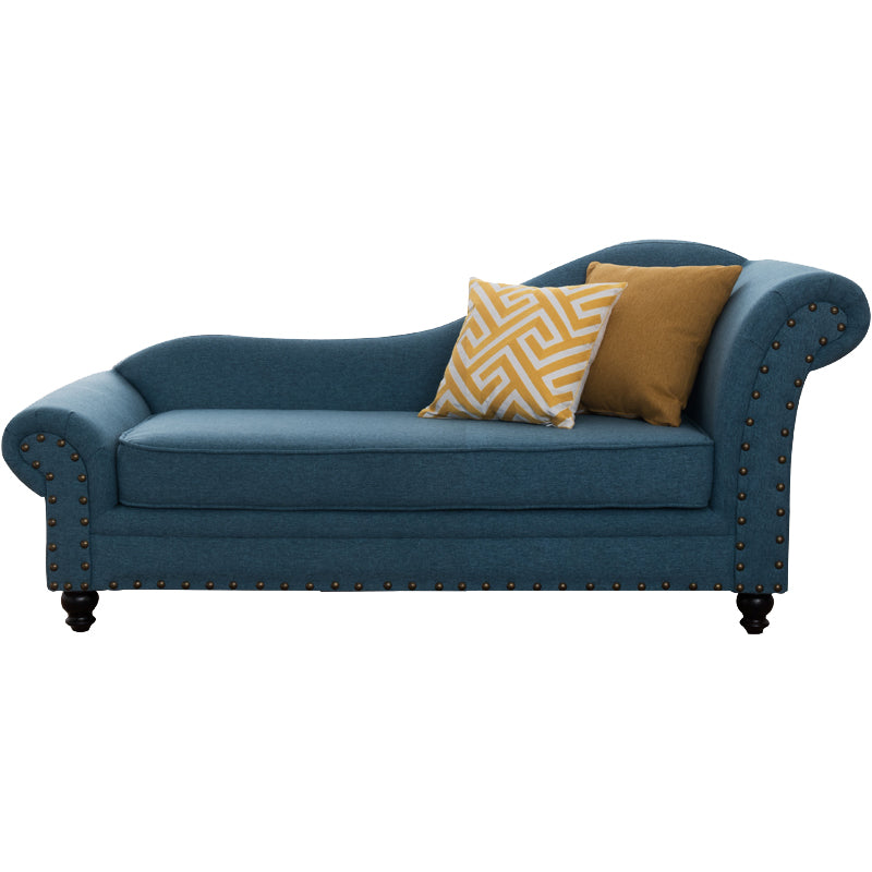 Contemporary Fabric One Armed Chaise  Rolled Arms Accent Chair with Pillows