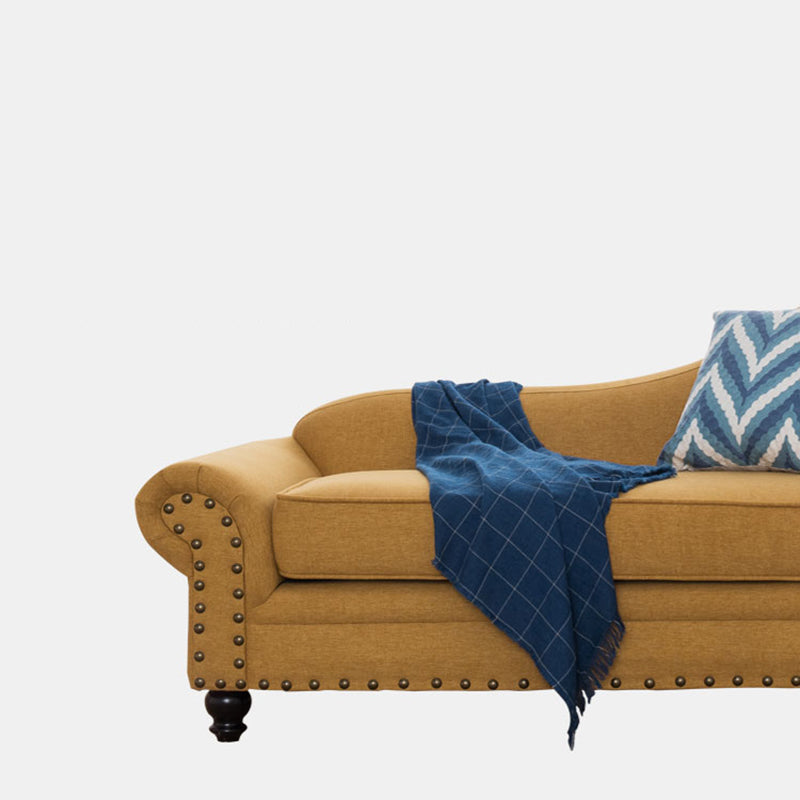 Contemporary Fabric One Armed Chaise  Rolled Arms Accent Chair with Pillows