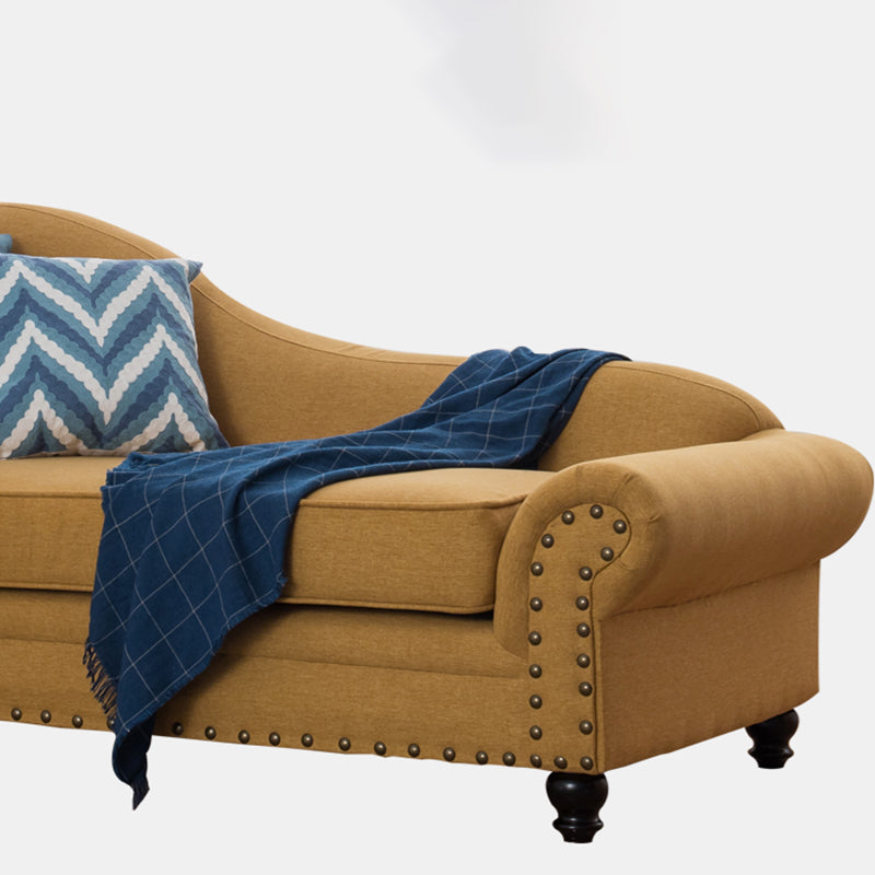 Contemporary Fabric One Armed Chaise  Rolled Arms Accent Chair with Pillows