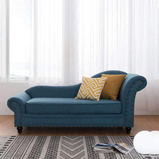 Contemporary Fabric One Armed Chaise Rolled Arms Accent Chair with Pillows Clearhalo 'Chairs & Seating' 'Chaise Lounge' 'chaise_lounge' 'furn' 'furn_chaise_lounge' 'Furniture' 'Living Room Furniture' 7145597