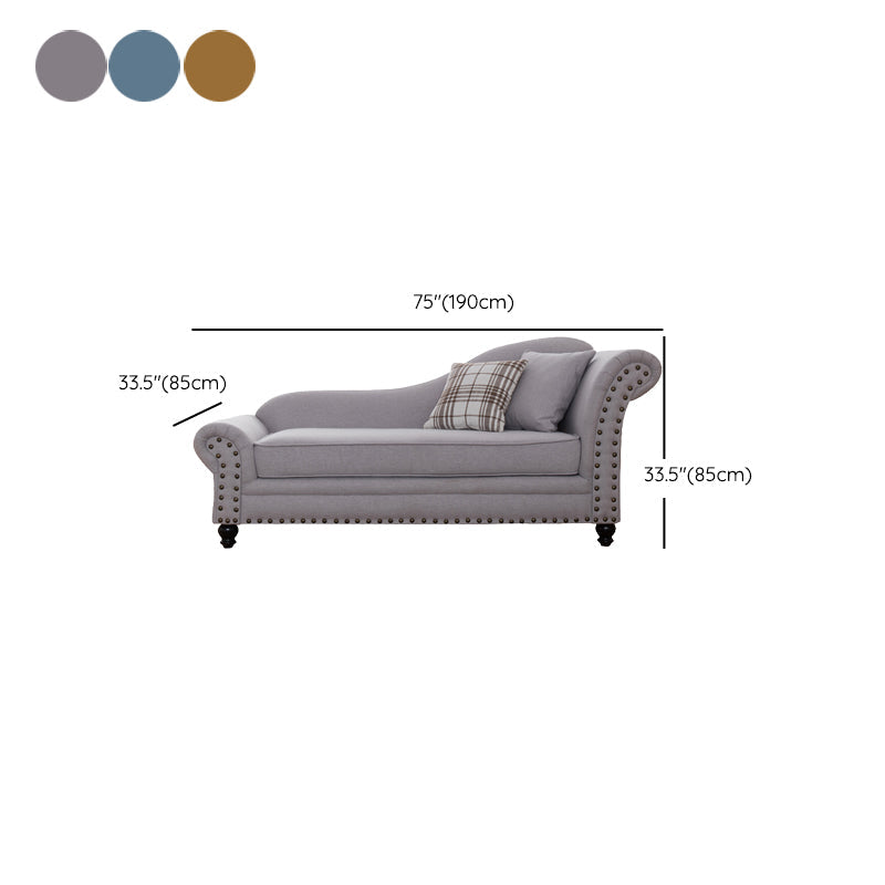 Contemporary Fabric One Armed Chaise  Rolled Arms Accent Chair with Pillows