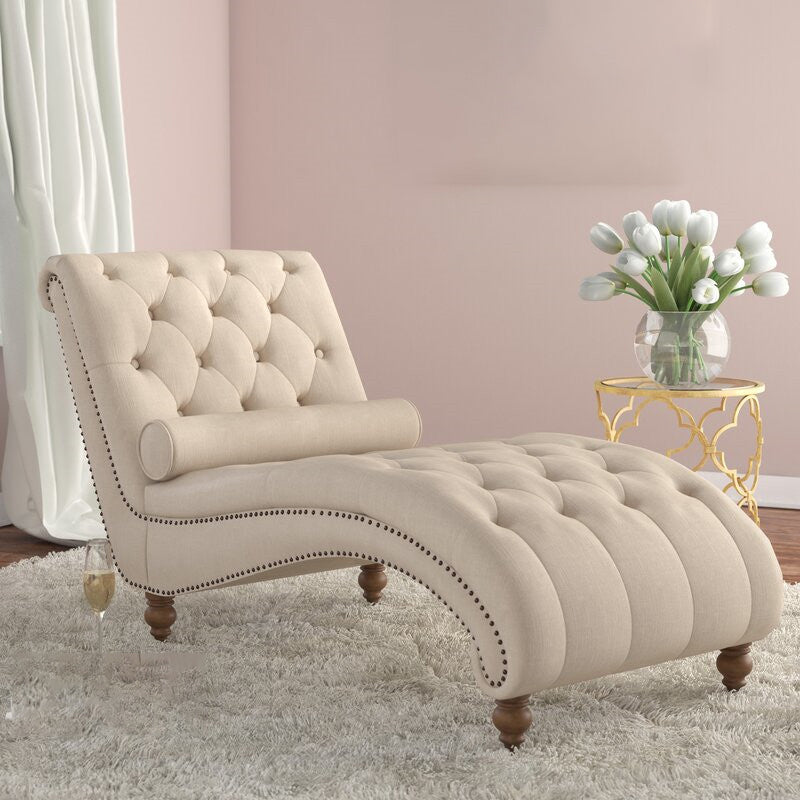 Modern Style Armless Chaise Living Room Faux Leather Chaise Lounge Beige Clearhalo 'Chairs & Seating' 'Chaise Lounge' 'chaise_lounge' 'furn' 'furn_chaise_lounge' 'Furniture' 'Living Room Furniture' 7145601