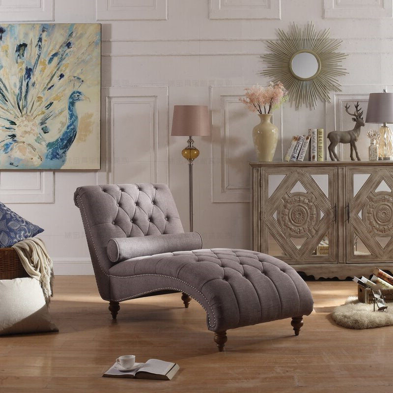 Modern Style Armless Chaise Living Room Faux Leather Chaise Lounge Gray Clearhalo 'Chairs & Seating' 'Chaise Lounge' 'chaise_lounge' 'furn' 'furn_chaise_lounge' 'Furniture' 'Living Room Furniture' 7145602