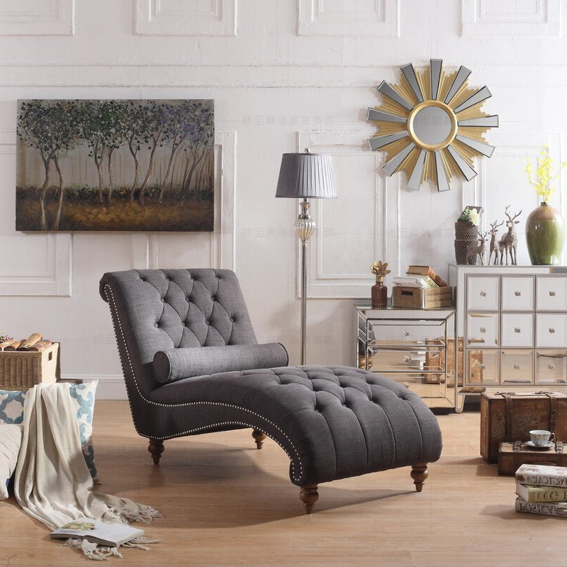 Modern Style Armless Chaise Living Room Faux Leather Chaise Lounge Dark Gray Clearhalo 'Chairs & Seating' 'Chaise Lounge' 'chaise_lounge' 'furn' 'furn_chaise_lounge' 'Furniture' 'Living Room Furniture' 7145604