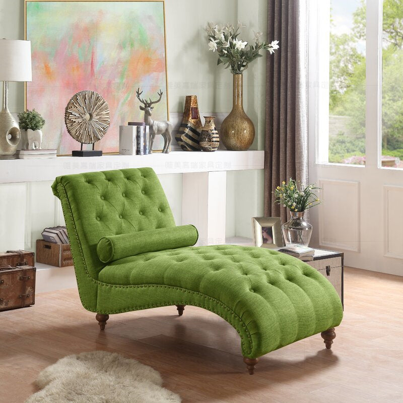 Modern Style Armless Chaise Living Room Faux Leather Chaise Lounge Green Clearhalo 'Chairs & Seating' 'Chaise Lounge' 'chaise_lounge' 'furn' 'furn_chaise_lounge' 'Furniture' 'Living Room Furniture' 7145608